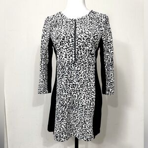 NEW Lynn Ritchie SILVER Cotton Black White Jacquard Bodycon Pullover Dress XS/S
